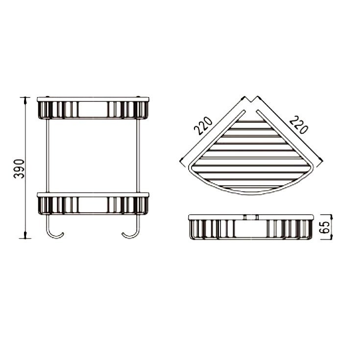 Полка Rose RW12H угловая, двойная, черная
