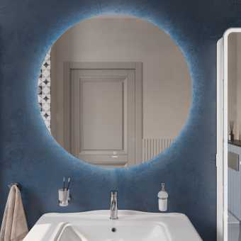 Зеркало круглое STWORKI Мальмё 100 с ореольной подсветкой, сенсор на зеркале, круглое, настенное