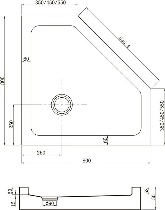 Поддон для душа Veconi Tezeo acrylic TZ-53B 80x80, черный