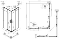 Душевой уголок Vincea Ultima VSS-7UL8010CLGM 80х100 см, профиль вороненая сталь, стекло прозрачное