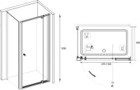 Душевой уголок RGW Passage PA-02+80 см (97-110)x80x185 профиль хром, стекло прозрачное