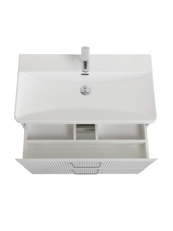 Мебель для ванной комнаты BelBagno Due 80 ручки хром полированный, белый металлик