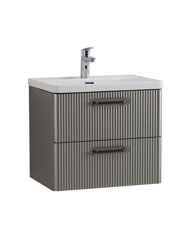 Тумба с раковиной BelBagno Due 60 ручки матовый темный никель, сатин