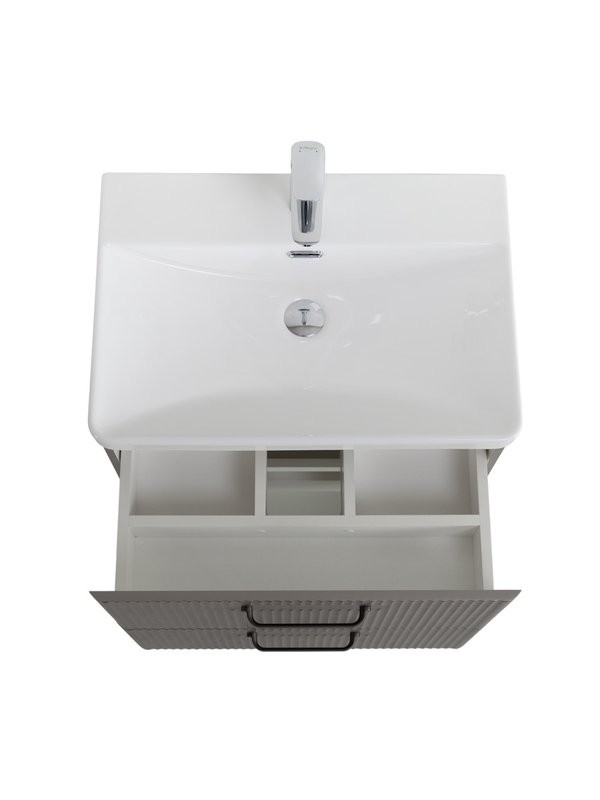 Тумба с раковиной BelBagno Due 60 ручки матовый темный никель, сатин