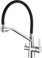 Смеситель для кухни Fashun A4382-7 с гибким изливом, хром, черный