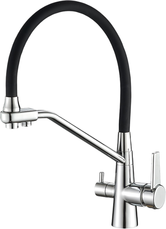 Смеситель для кухни Fashun A4382-7 с гибким изливом, хром, черный