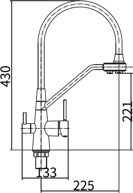 Смеситель для кухни Fashun A4382-7 с гибким изливом, хром, черный