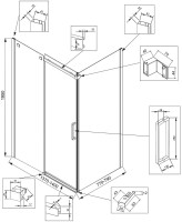 Душевой уголок Veconi Rovigo RV-070GR 140x80, брашированный графит