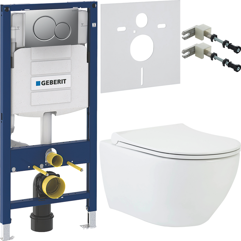 Комплект Унитаз подвесной beWash Bogen 88303201 с сиденьем микролифт белый + Крепления Geberit Duofix 111.815.00.1 к стене + Звукоизоляция + Инсталляция UP 320 111.300.00.5 + Кнопка Sigma 01 115.770.JQ.5 лакированная, матовый хром
