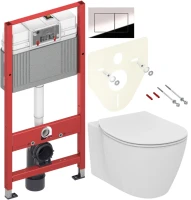 Комплект Унитаз подвесной Ideal Standard Connect AquaBlade E047901 + Крышка E772401 с микролифтом + Инсталляция TECE Now 9400412 4 в 1 с кнопкой смыва