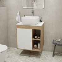 Тумба с раковиной Teymi Nura 60 дуб эврика, матовая белая, раковина Solli 41