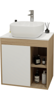 Тумба с раковиной Teymi Nura 60 дуб эврика, матовая белая, раковина Solli 41