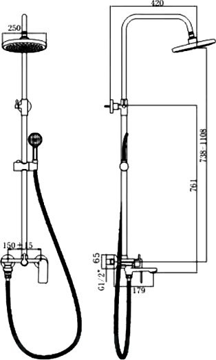Душевая стойка Haiba HB24505-3 пепельная