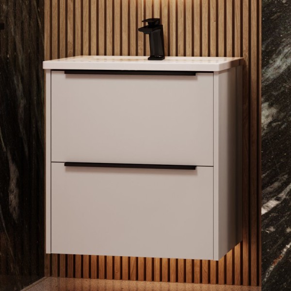 Тумба с раковиной La Fenice Tesoro 60 платиновый белый, раковина-столешница Slim Line 60 см