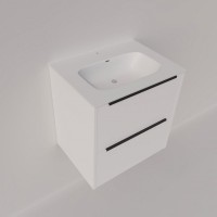 Тумба с раковиной La Fenice Tesoro 60 платиновый белый, раковина-столешница Slim Line 60 см