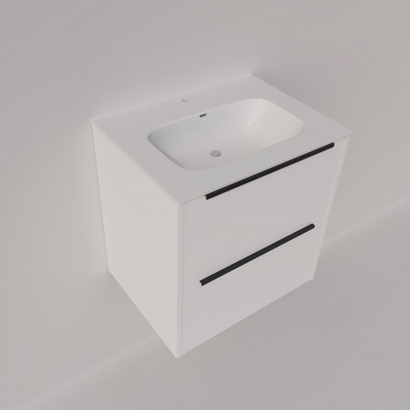 Тумба с раковиной La Fenice Tesoro 60 платиновый белый, раковина-столешница Slim Line 60 см