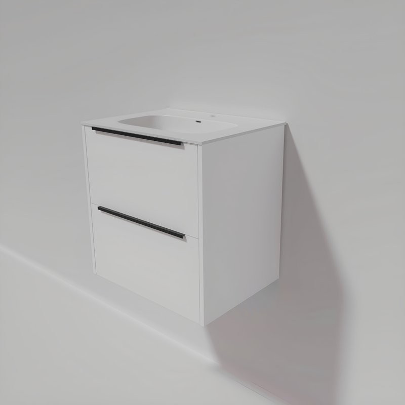 Тумба с раковиной La Fenice Tesoro 60 платиновый белый, раковина-столешница Slim Line 60 см