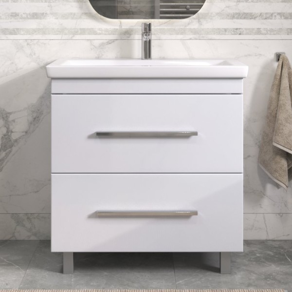 Тумба с раковиной Vigo Land 80 напольная, белая, раковина Como 80