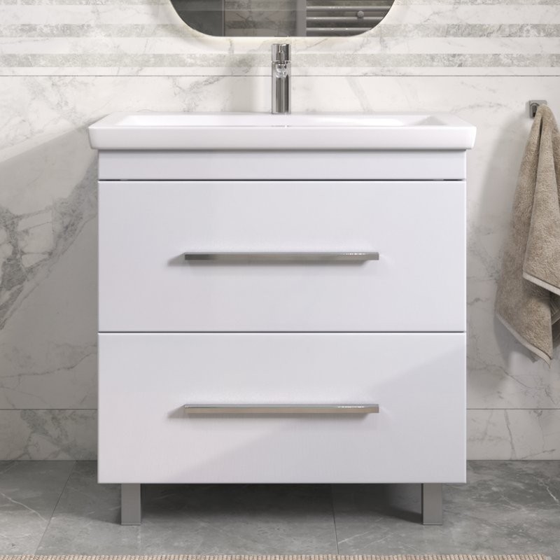 Тумба с раковиной Vigo Land 80 напольная, белая, раковина Como 80