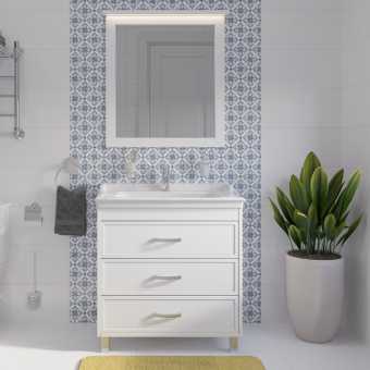 Мебель для ванной STWORKI Хальмстад 80 белая, в современном стиле (комплект, гарнитур)
