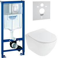 Комплект Унитаз подвесной Cezares Stylus + Крышка CZR-2316-SC с микролифтом + Инсталляция Grohe Rapid SL 38772001 3 в 1 с кнопкой смыва + Звукоизоляция