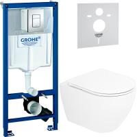 Комплект Унитаз подвесной Cezares Stylus + Крышка CZR-2316-SC с микролифтом + Инсталляция Grohe Rapid SL 38772001 3 в 1 с кнопкой смыва + Звукоизоляция