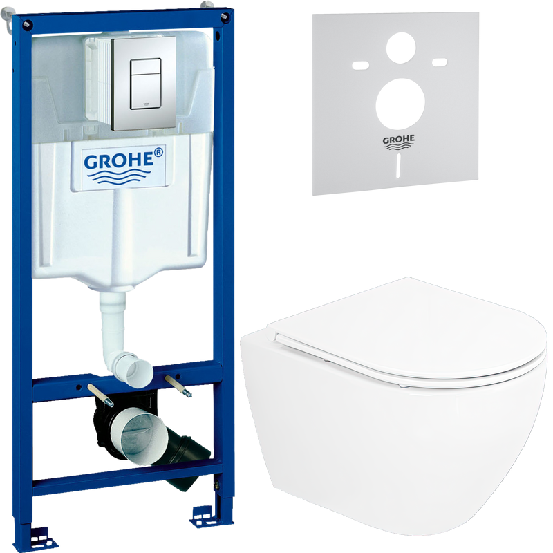 Комплект Унитаз подвесной Cezares Stylus + Крышка CZR-2316-SC с микролифтом + Инсталляция Grohe Rapid SL 38772001 3 в 1 с кнопкой смыва + Звукоизоляция