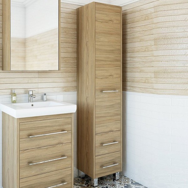 Шкаф пенал для ванной Sanflor Ларго R, вяз швейцарский