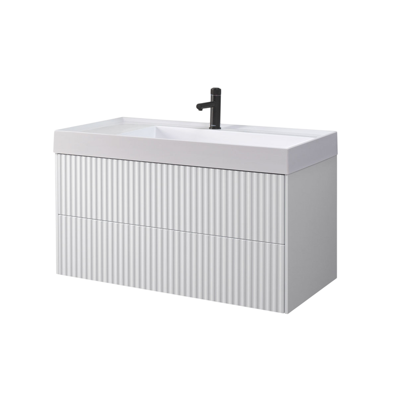 Тумба с раковиной Belux Сиртаки 100 подвесная, белая матовая, раковина 1000-02