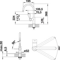 Комплект Мойка Blanco Subline 340/160-U антрацит, левая + Смеситель Candor 523120
