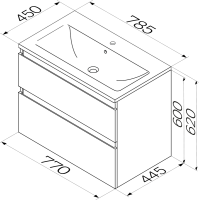 Тумба с раковиной AM.PM X-Joy 80, подвесная, белый глянец
