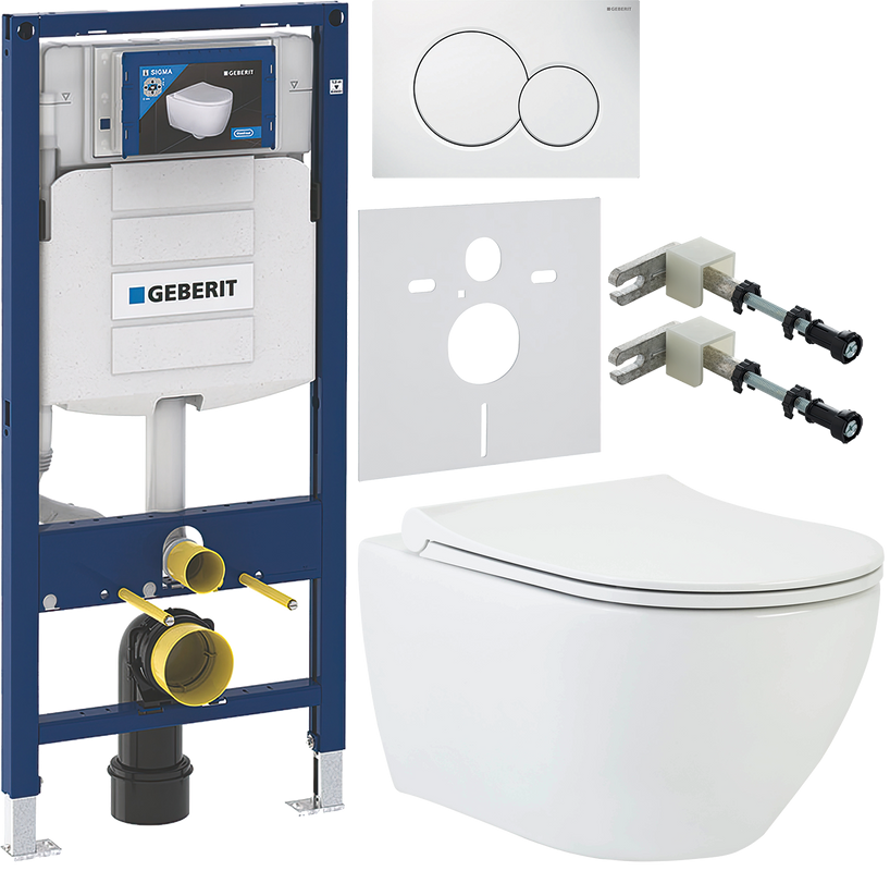 Комплект Унитаз подвесной beWash Bogen 88303201 с сиденьем микролифт белый + Инсталляция Geberit Duofix UP 320 111.300.00.5 + Кнопка Sigma 01 115.770.11.5 белая + Крепления 111.815.00.1 к стене + Звукоизоляция