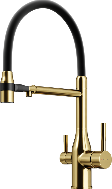 Смеситель для кухни Sancos Garda SC4009BG с гибким изливом, брашированное золото