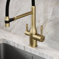Смеситель для кухни Sancos Garda SC4009BG с гибким изливом, брашированное золото