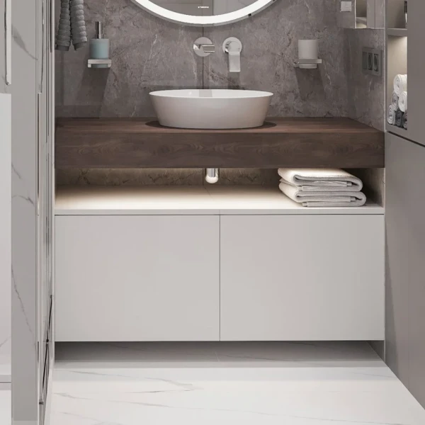 Столешница с раковиной Duravit Cape Cod 40, дуб карпентер, 100, без отверстий + 2 тумбы 50