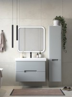 Мебель для ванной комнаты SanStar Ориана 80 подвесная, серая, раковина Cersanit Moduo 80