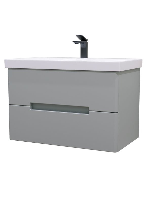 Мебель для ванной комнаты SanStar Ориана 80 подвесная, серая, раковина Cersanit Moduo 80