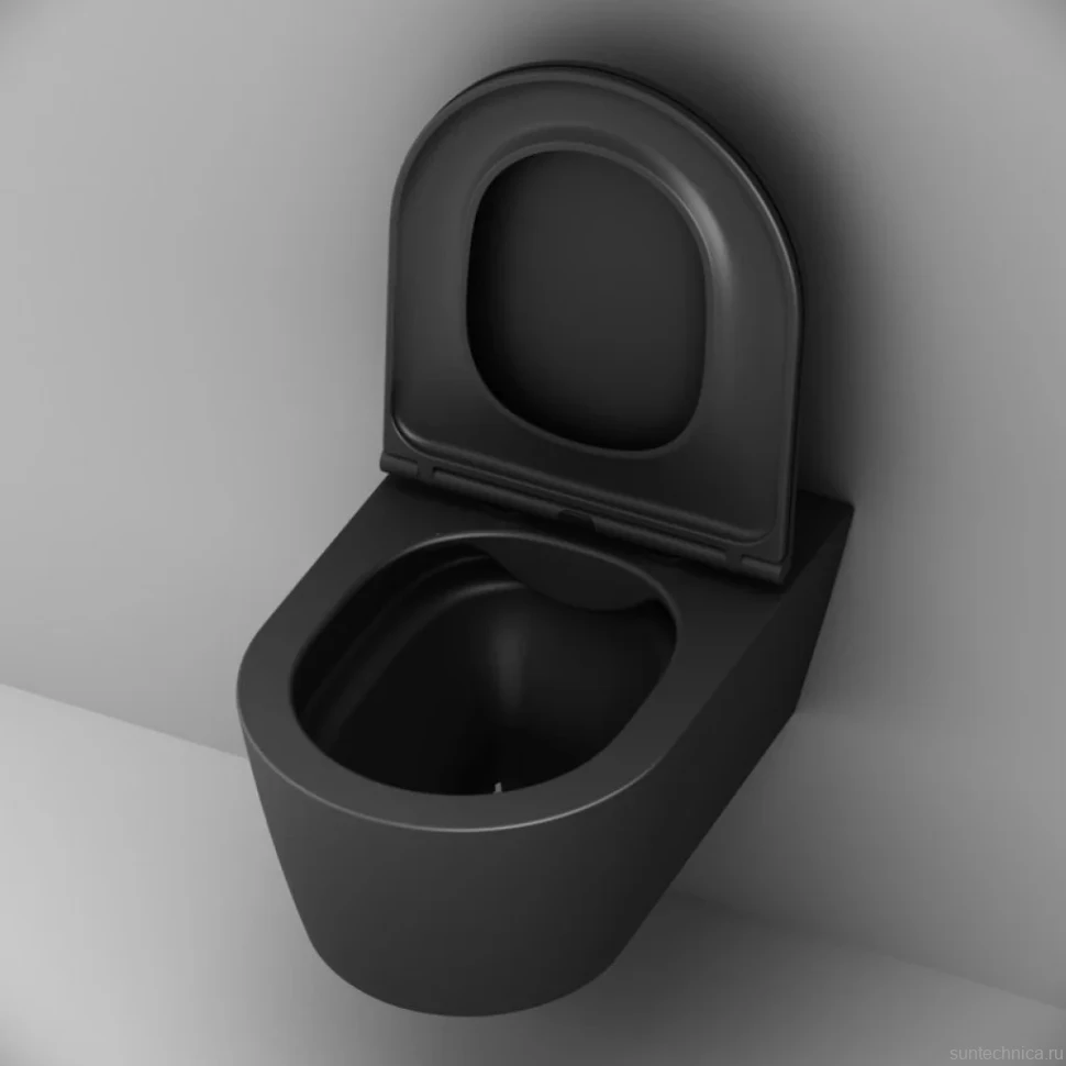 Комплект Унитаз подвесной AM.PM Func C8F1701MBSC безободковый, с микролифтом, матовый черный + Звукоизоляция Grohe + Инсталляция Solido 38811KF0 3 в 1 с кнопкой смыва