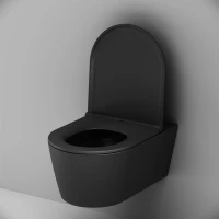 Комплект Унитаз подвесной AM.PM Func C8F1701MBSC безободковый, с микролифтом, матовый черный + Звукоизоляция Grohe + Инсталляция Solido 38811KF0 3 в 1 с кнопкой смыва