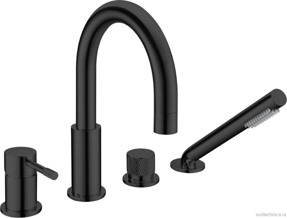 Смеситель на борт ванны Boheme Uno 460-B black