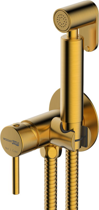 Гигиенический душ Wasserkraft Sauer A70838 со смесителем, С ВНУТРЕННЕЙ ЧАСТЬЮ, матовое золото PVD