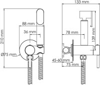 Гигиенический душ Wasserkraft Sauer A70838 со смесителем, С ВНУТРЕННЕЙ ЧАСТЬЮ, матовое золото PVD