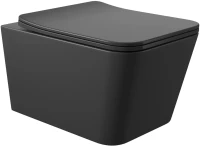Комплект Унитаз подвесной Aqueduto Macio MAC0140 безободковый, с микролифтом, черный матовый + Инсталляция STWORKI + Кнопка 230822 хром глянцевый