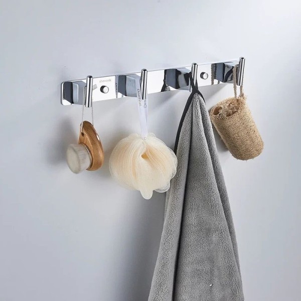 Крючки для ванной и кухни / планка с 4 крючками Shevanik SG5741, хром