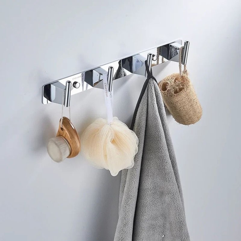 Крючки для ванной и кухни / планка с 4 крючками Shevanik SG5741, хром