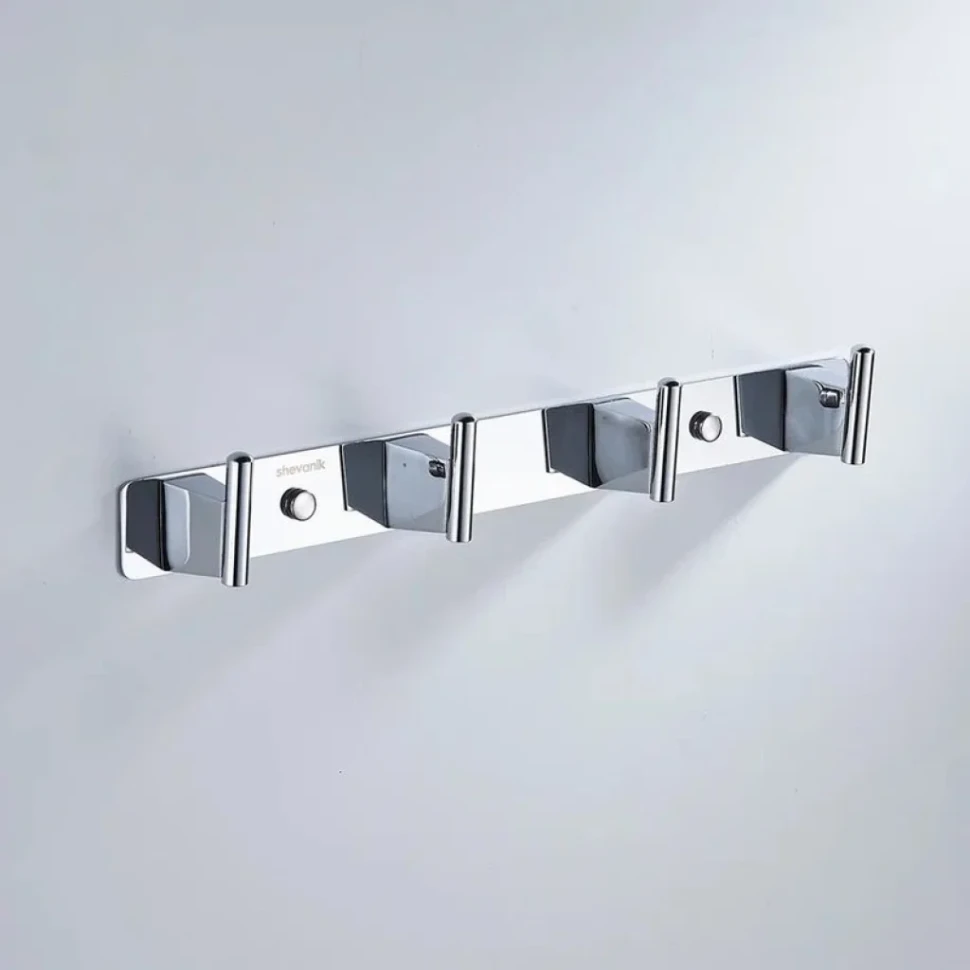 Крючки для ванной и кухни / планка с 4 крючками Shevanik SG5741, хром