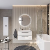 Тумба под раковину без столешницы Cezares Eco Cer-N 80 bianco lucido, ручки серые