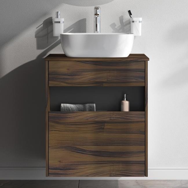 Тумба с раковиной AM.PM Func 60 дуб крафт, со столешницей, раковина M8FWCC10450WG