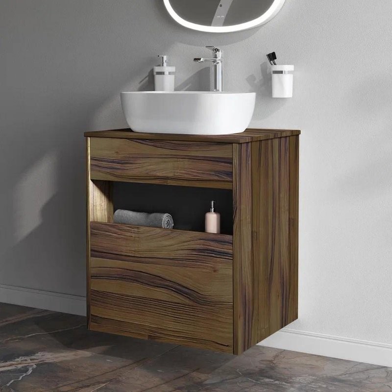 Тумба с раковиной AM.PM Func 60 дуб крафт, со столешницей, раковина M8FWCC10450WG