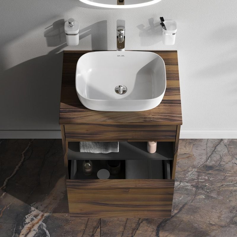 Тумба с раковиной AM.PM Func 60 дуб крафт, со столешницей, раковина M8FWCC10450WG